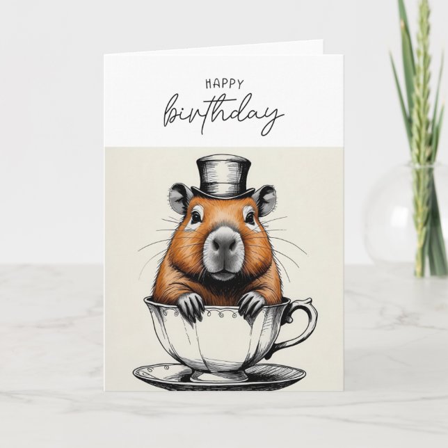 Tarjeta Cute Capybara Funny Birday Card (Anverso)
