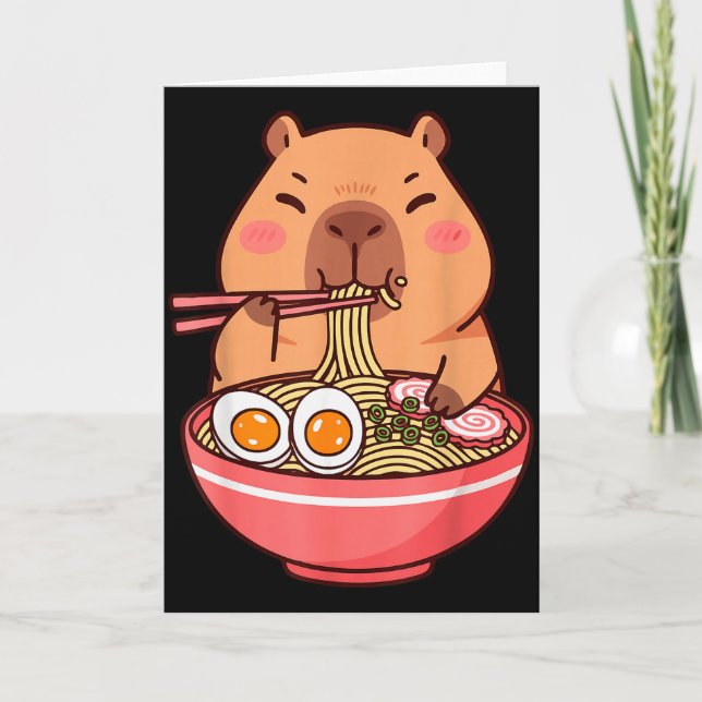 Tarjeta Cute Capybara Ramen Kawaii Kids Boys Girls Cool An (Anverso)