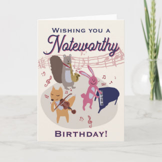 Tarjeta Cute Cartoon Animal Band Woodland Musical Birthday
