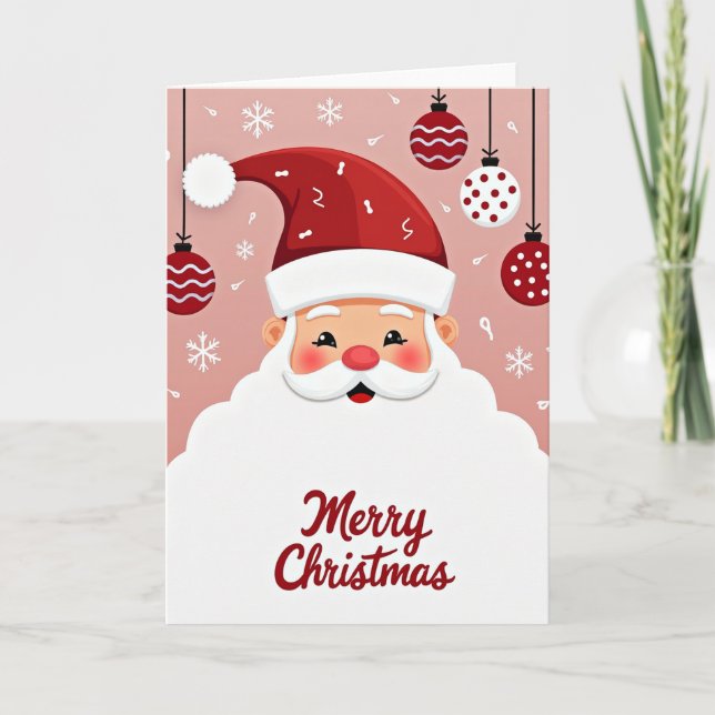 Tarjeta Cute Cartoon Santa Claus Face Merry Christmas Card (Anverso)