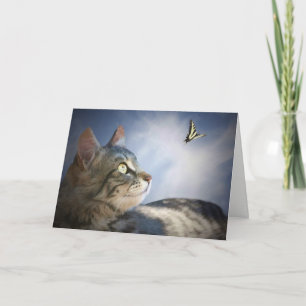 Tarjeta Cute Cat and Butterfly Happy Birday Card