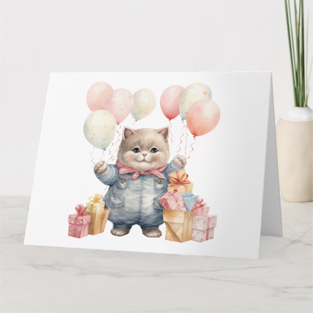 Tarjeta Cute Cat Birday Card (Anverso)