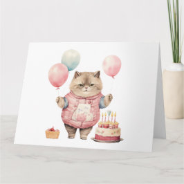 Tarjeta Cute Cat Birday Card