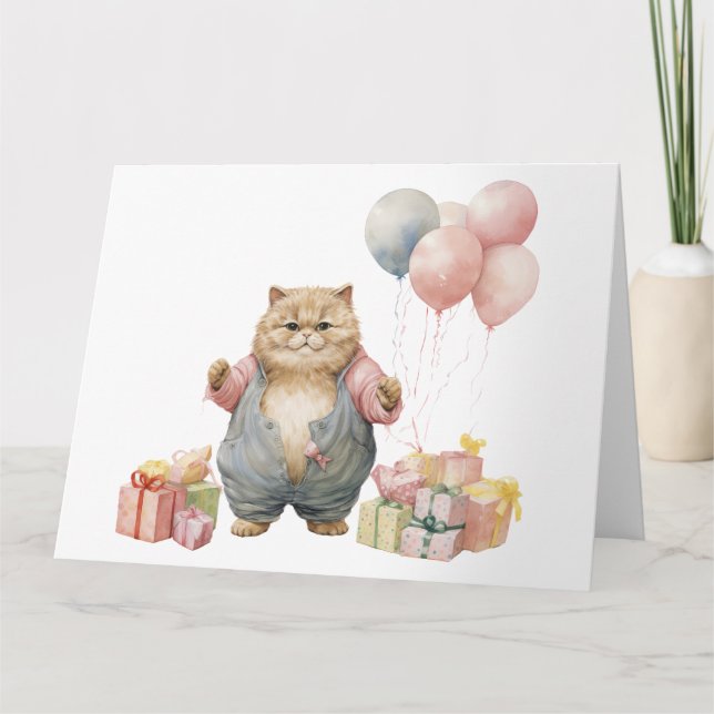Tarjeta Cute Cat Birday Card (Anverso)
