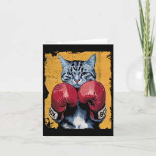 Tarjeta Cute Cat Boxing Boxer Guantes Deportes Hombres Muj