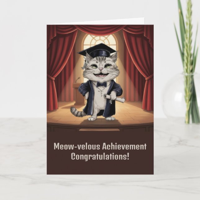 Tarjeta Cute Cat Graduation (Anverso)