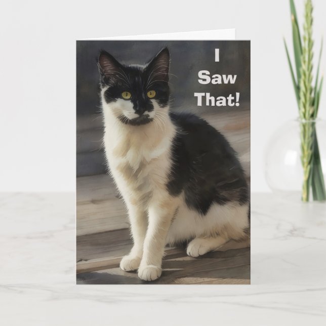 Tarjeta Cute Cat Great Job Work Thanks Acknowledgement (Anverso)