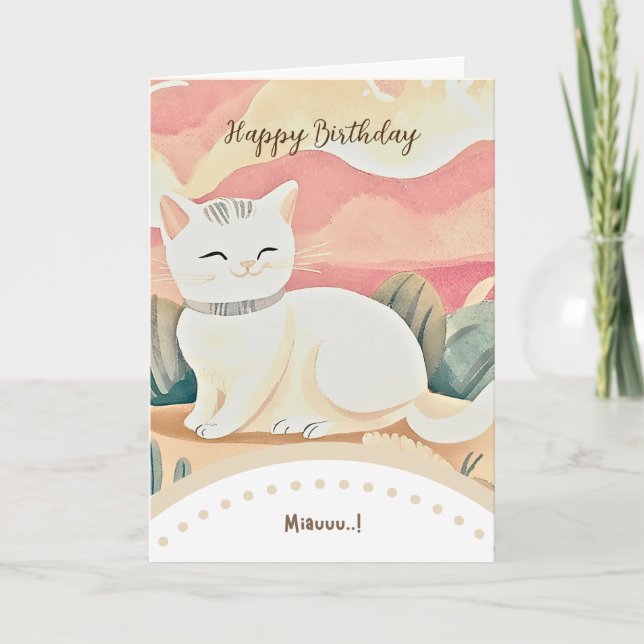 Tarjeta cute cat happy birthday (Anverso)