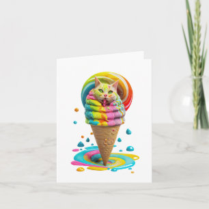 Tarjeta Cute Cat Ice Cream Cone colorido