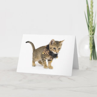 Tarjeta Cute Cat Leopard Print Collar Birthday Card