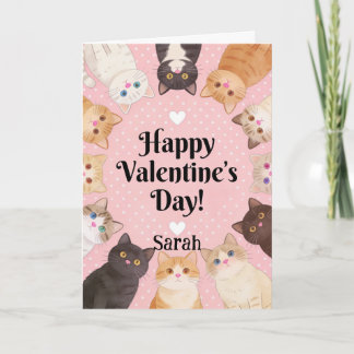 Tarjeta Cute Cat Lover Polka Dots Happy Valentine's Day