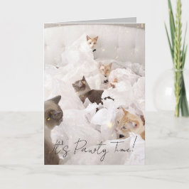 Tarjeta Cute Cat Pawty Time Birthday Greting Card
