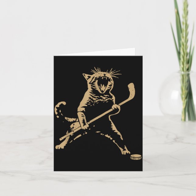 Tarjeta Cute Cat Playing Ice Hockey Lover Player Funny  (Anverso)