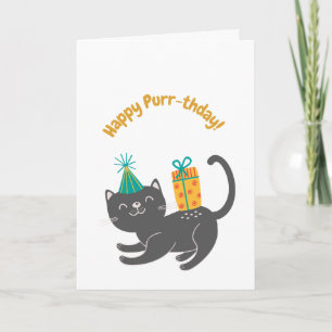 Tarjeta Cute Cat Pun Funny Birday Card
