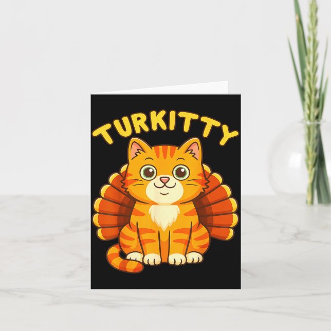Tarjeta Cute Cat Turkey Funny Thanksgiving For Men Women K (Anverso)