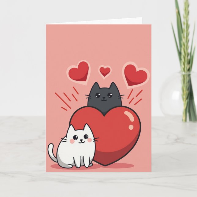Tarjeta Cute Cats Love Heart Card (Anverso)