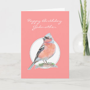 Tarjeta Cute Chaffinch, feliz cumpleaños padrino