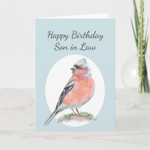 Tarjeta Cute Chaffinch Watercolor Cumpleaños hijo en la le