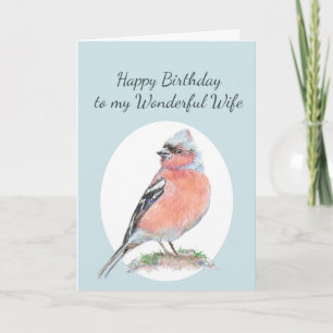 Tarjeta Cute Chaffinch Watercolor Cumpleaños Maravillosa M