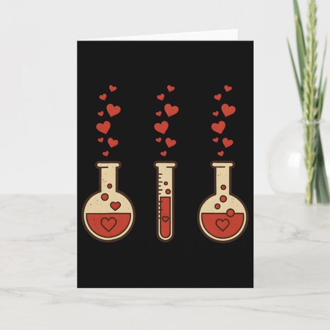 Tarjeta Cute Chemistry Valentine Laboratory Teacher Heart  (Anverso)