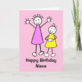 Tarjeta Cute Chicas Niece Pink Happy Birday Card