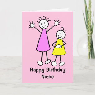 Tarjeta Cute Chicas Niece Pink Happy Birday Card