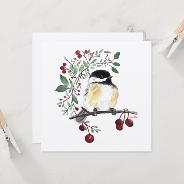 Tarjeta Cute Chickadee Painting (Anverso/Reverso In Situ)