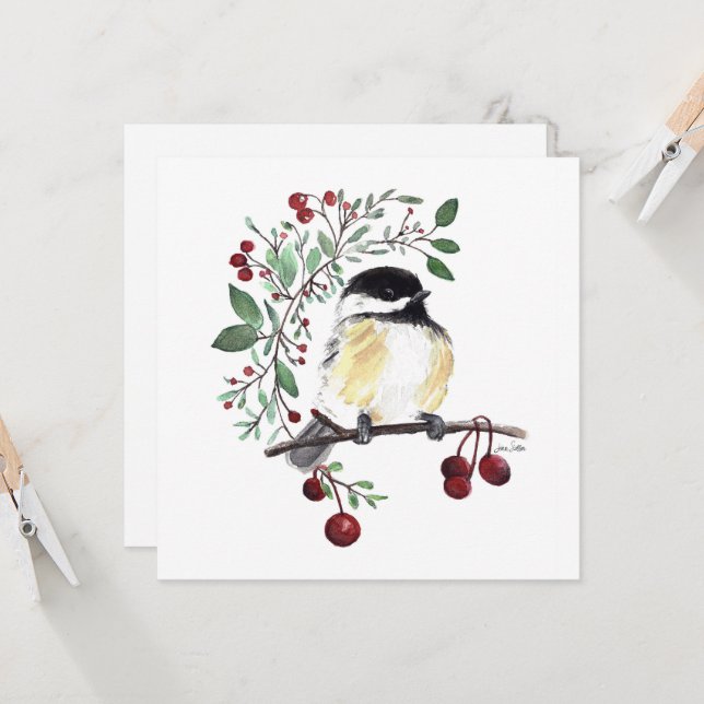 Tarjeta Cute Chickadee Painting (Anverso/Reverso In Situ)