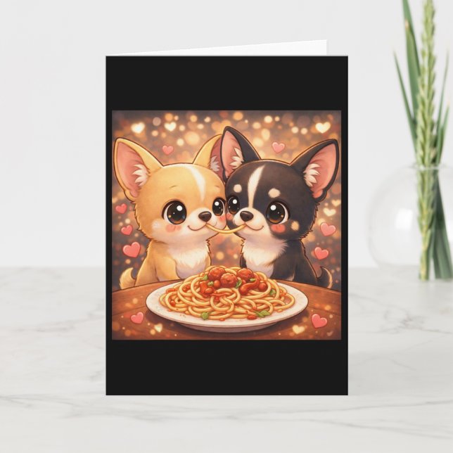 Tarjeta Cute Chihuahua Día de San Valentín Perros Comparti (Anverso)