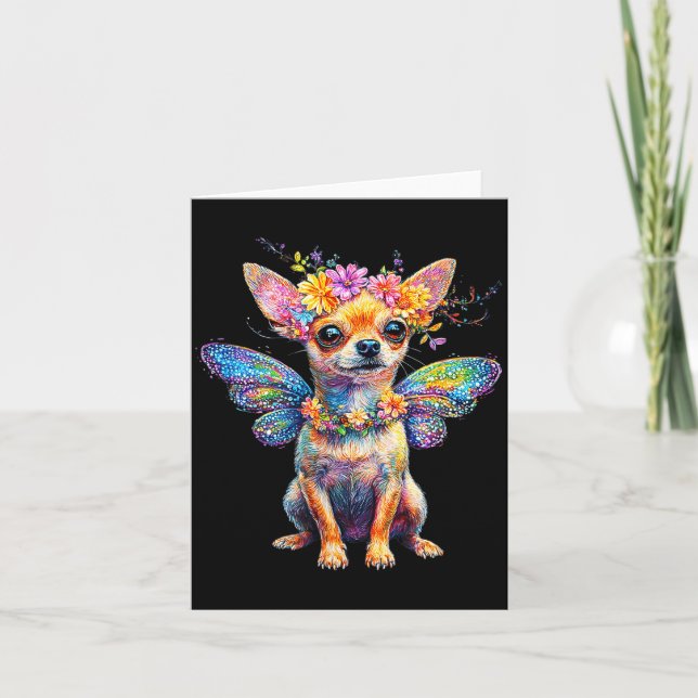 Tarjeta Cute Chihuahua Dog Angel With Wings  (Anverso)