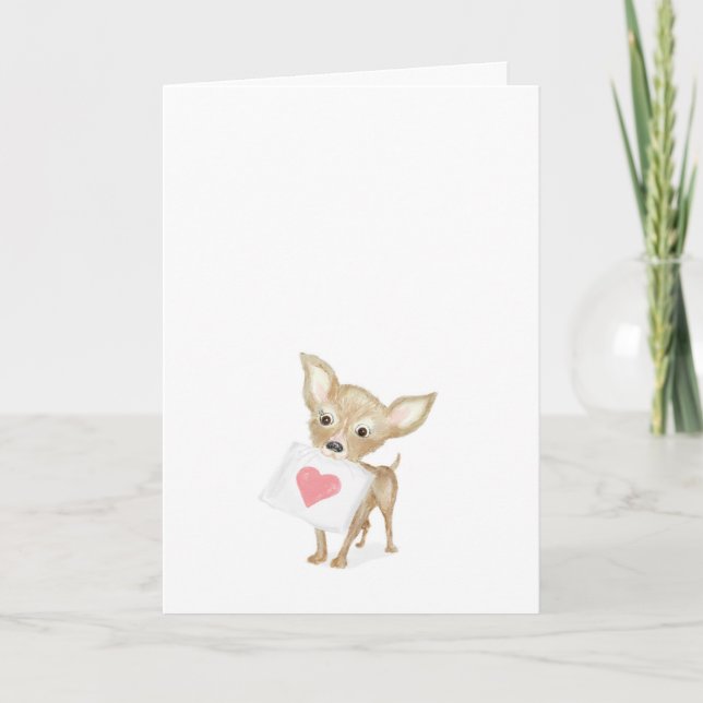 Tarjeta Cute chihuahua pensando en tu carta (Anverso)