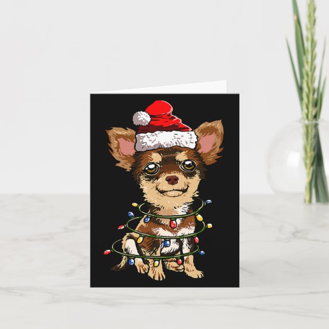 Tarjeta Cute Chihuahua Santa Christmas Tree Lights Xmas Do (Anverso)