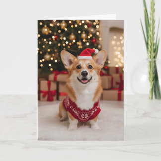 Tarjeta Cute Christmas Corgi Dog Custom  Folded Holiday