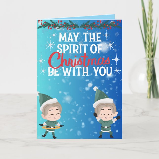 Tarjeta Cute Christmas Elf Duo Holiday Greeting (Anverso)