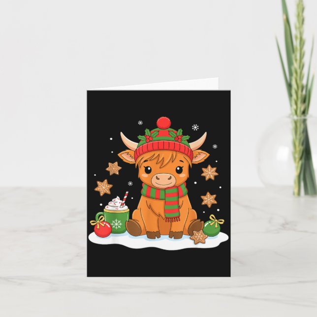 Tarjeta Cute Christmas Highland Cow Lover Xmas Women Farm  (Anverso)