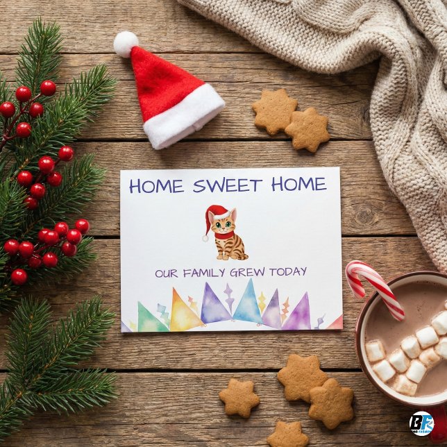 Tarjeta Cute Christmas Kitten New Pet Adoption Announcemen (Subido por el creador)