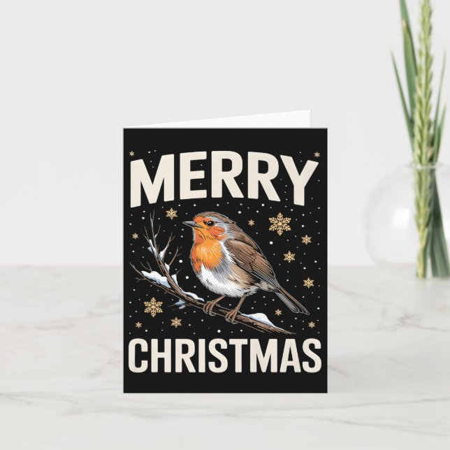 Tarjeta Cute Christmas Robin Merry Xmas Snow Scene Gardene (Anverso)