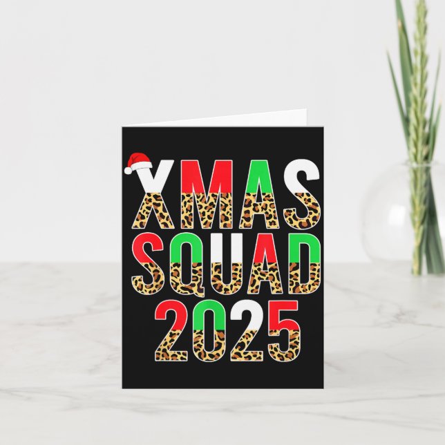 Tarjeta Cute Christmas Xmas Squad 2025 Leopard Print Famil (Anverso)