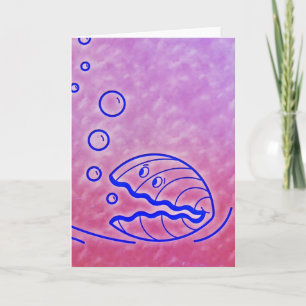 Tarjeta Cute clam Shell Under the Sea Blue Purple