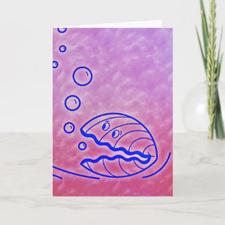 Tarjeta Cute clam Shell Under the Sea Blue Purple