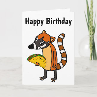 Tarjeta Cute Coati Mundi comiendo el Personalizado del tac