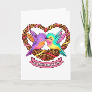 Tarjeta Cute Colibrí San Valentín Mi Corazón Zumba Por Ti 