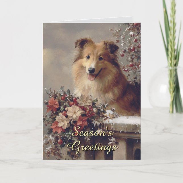 Tarjeta Cute Collie Dog Navidades Card (Anverso)