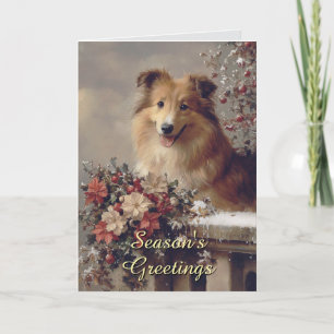 Tarjeta Cute Collie Dog Navidades Card