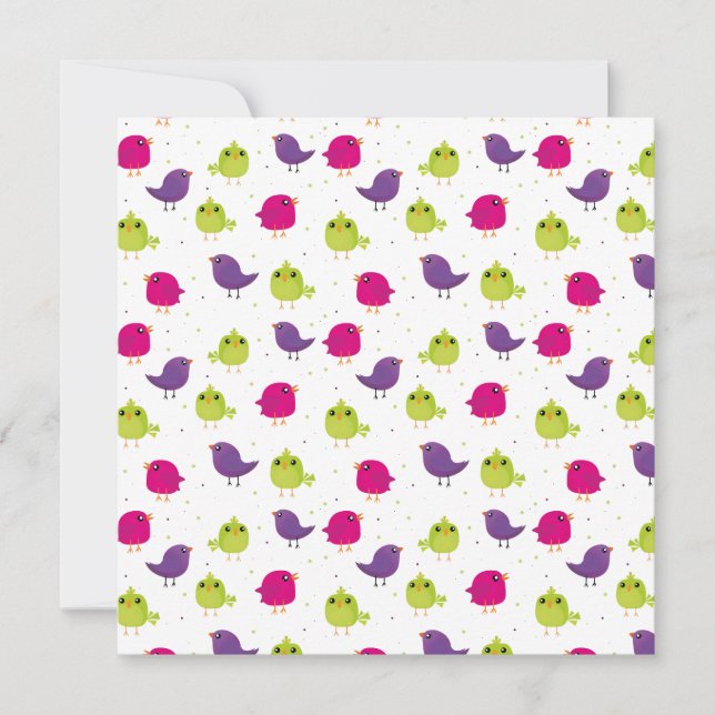 Tarjeta Cute colorful birds  (Anverso)