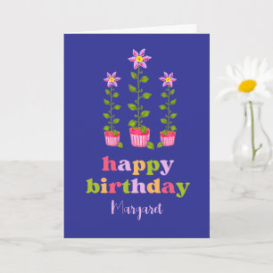 Tarjeta Cute colorida floral personalizada Naval cumpleaño