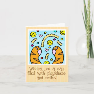 Tarjeta Cute Colorido Cat Paws Fries En La Amistad Con El 