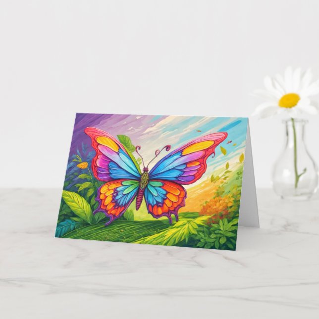 Tarjeta Cute colorido mariposa mariposa feliz cumpleaños (Planta pequeña)