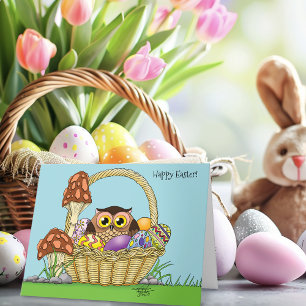 Tarjeta Cute Conejo de Pascua de Pascua Huevos de búho Hon