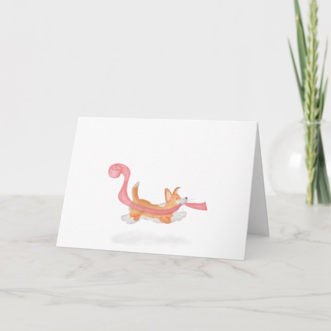 Tarjeta Cute corgi cachorro rollo de papel higiénico rollo (Anverso)